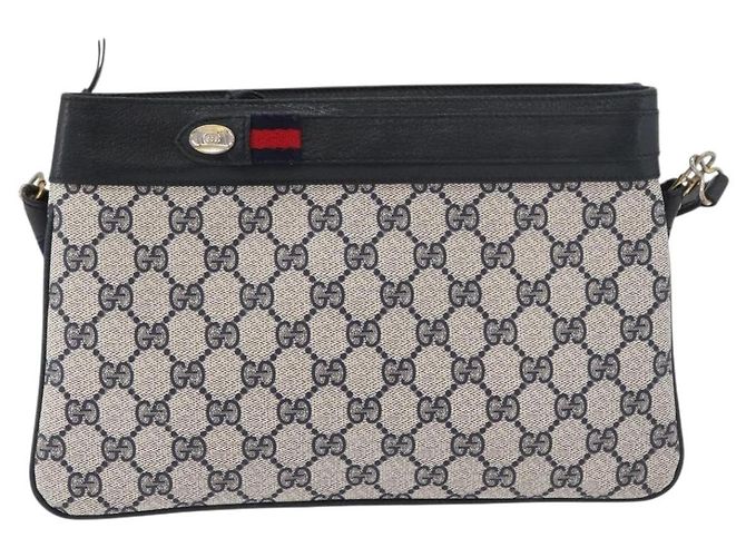 Borsa a Spalla Gucci GG Supreme Sherry Line PVC Blu Navy Oro 904 02 035 Auth YKZ1274 D'oro - vista 13