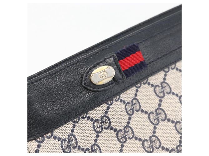 Borsa a Spalla Gucci GG Supreme Sherry Line PVC Blu Navy Oro 904 02 035 Auth YKZ1274 D'oro - vista 18
