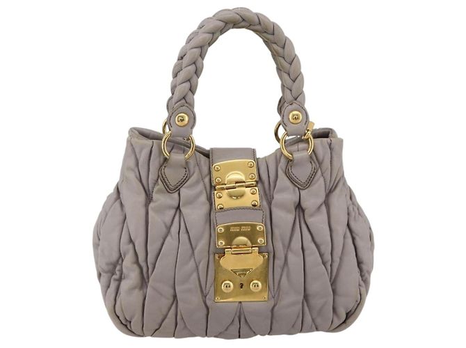 Borsa Miu Miu Matelassé in pelle 2 in 1 viola oro Auth YKZ1155 D'oro Porpora - vista 13