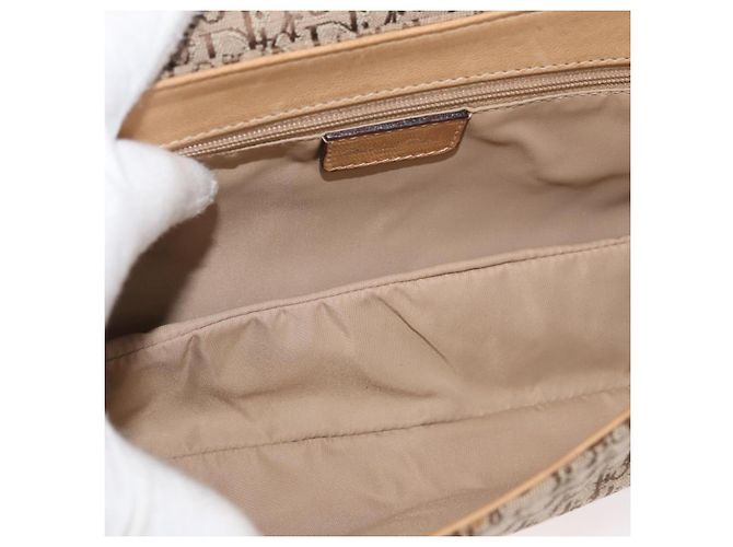 Borsa a Spalla Christian Dior Trotter in Tela Chic da Strada Beige Argento Auth 176137A - vista 11