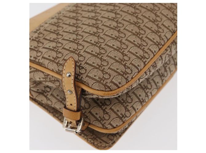 Borsa a Spalla Christian Dior Trotter in Tela Chic da Strada Beige Argento Auth 176137A - vista 15