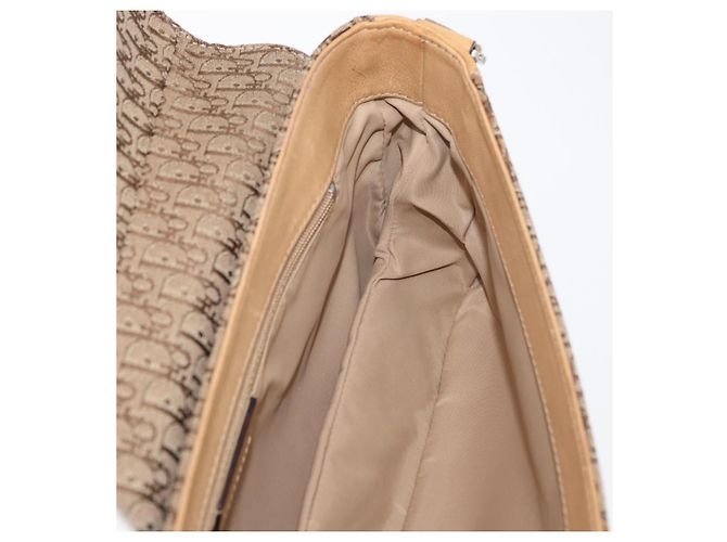 Borsa a Spalla Christian Dior Trotter in Tela Chic da Strada Beige Argento Auth 176137A - vista 20