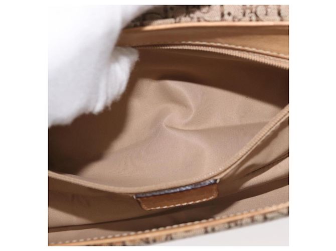 Borsa a Spalla Christian Dior Trotter in Tela Chic da Strada Beige Argento Auth 176137A - vista 23