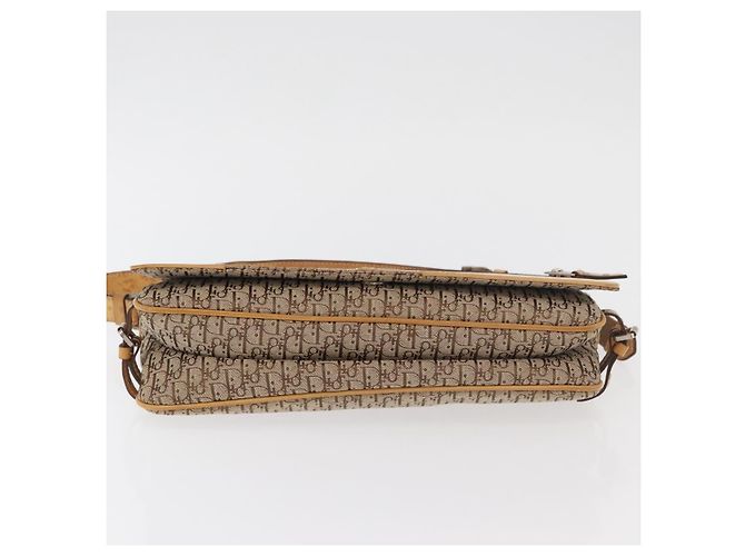 Borsa a Spalla Christian Dior Trotter in Tela Chic da Strada Beige Argento Auth 176137A - vista 5