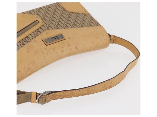 Borsa a Spalla Christian Dior Trotter in Tela Chic da Strada Beige Argento Auth 176137A - vista 7