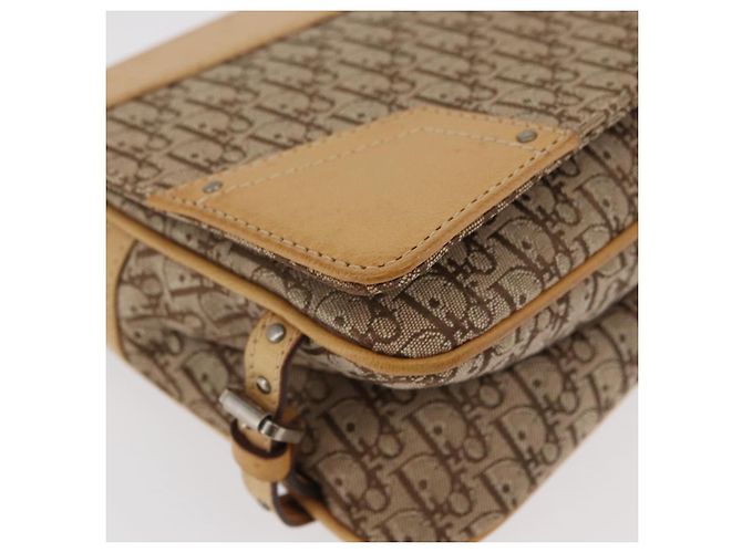 Borsa a Spalla Christian Dior Trotter in Tela Chic da Strada Beige Argento Auth 176137A - vista 9