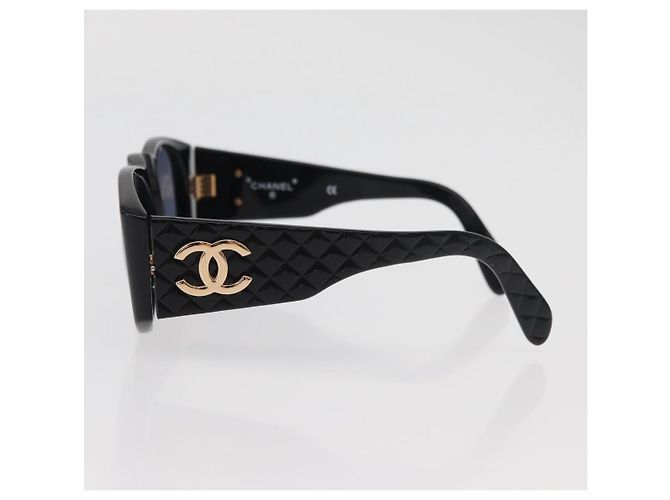 Gafas de sol CHANEL de plástico Negro CC Auth ka3896A - vista 6