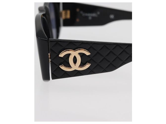 Gafas de sol CHANEL de plástico Negro CC Auth ka3896A - vista 7