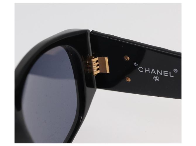 Gafas de sol CHANEL de plástico Negro CC Auth ka3896A - vista 8