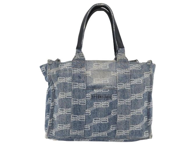 Borsa a Mano BALENCIAGA Denim 2way Blu Argento 671402 Auth 175182 - vista 13