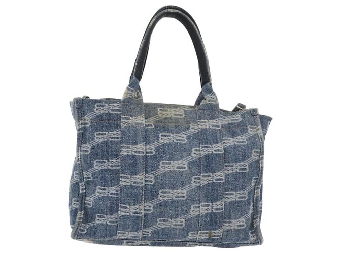 Borsa a Mano BALENCIAGA Denim 2way Blu Argento 671402 Auth 175182 - vista 2