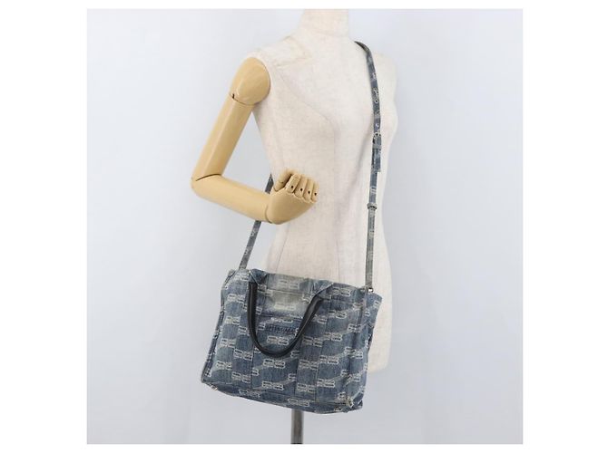 Borsa a Mano BALENCIAGA Denim 2way Blu Argento 671402 Auth 175182 - vista 24