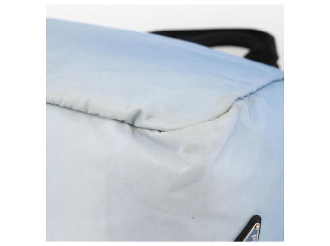 Bolso Tote PRADA de nailon azul plateado Auth YKZ1197 Plata - vista 16