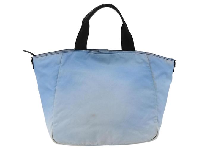 Bolso Tote PRADA de nailon azul plateado Auth YKZ1197 Plata - vista 2