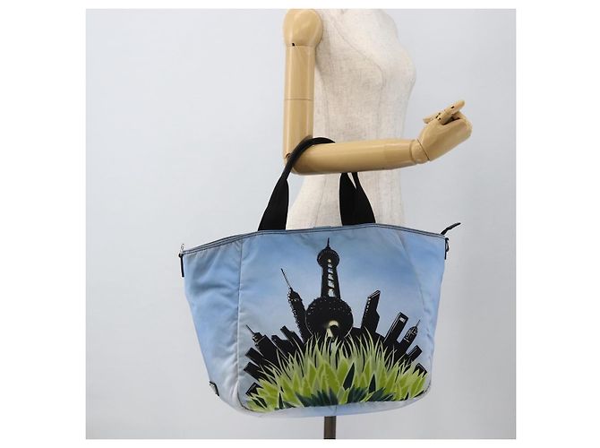 Bolso Tote PRADA de nailon azul plateado Auth YKZ1197 Plata - vista 24