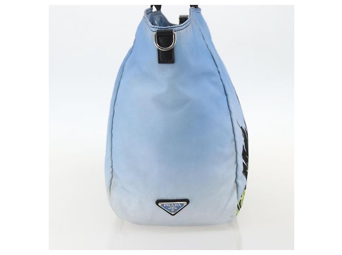 Bolso Tote PRADA de nailon azul plateado Auth YKZ1197 Plata - vista 3