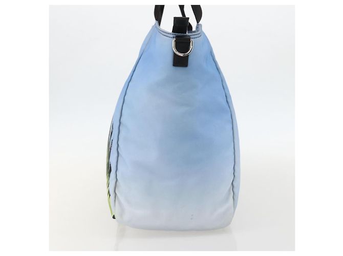 Bolso Tote PRADA de nailon azul plateado Auth YKZ1197 Plata - vista 4