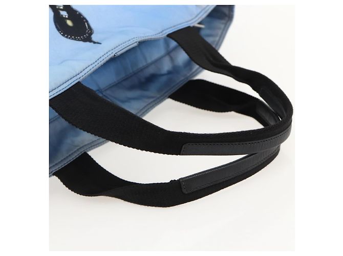 Bolso Tote PRADA de nailon azul plateado Auth YKZ1197 Plata - vista 7