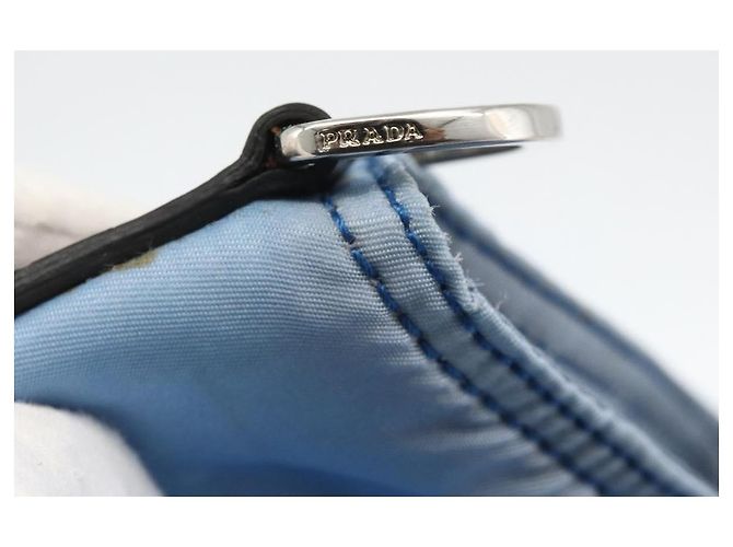 Bolso Tote PRADA de nailon azul plateado Auth YKZ1197 Plata - vista 9