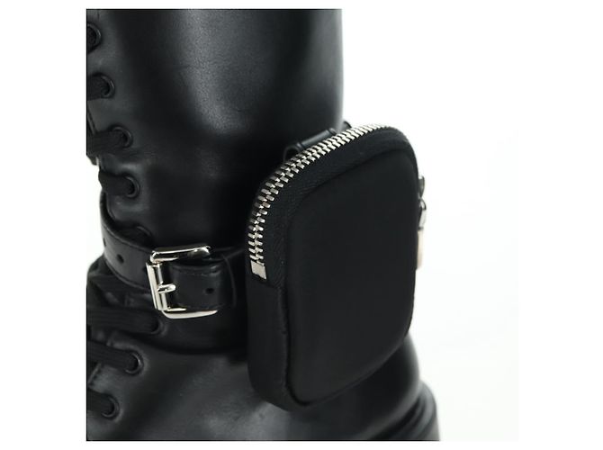 Botas Largas Monolith de Cuero PRADA 35 1/2 Negras Auth am11253SM Negro - vista 10