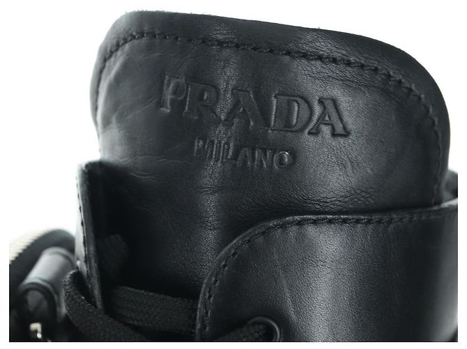 Botas Largas Monolith de Cuero PRADA 35 1/2 Negras Auth am11253SM Negro - vista 11
