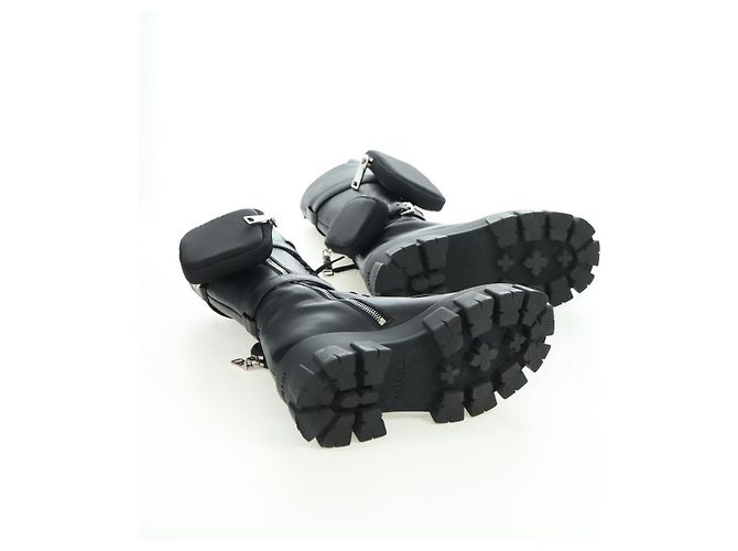Botas Largas Monolith de Cuero PRADA 35 1/2 Negras Auth am11253SM Negro - vista 14