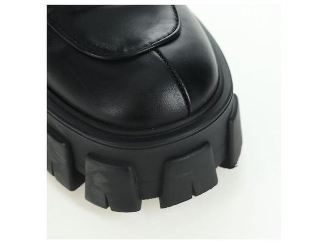 Botas Largas Monolith de Cuero PRADA 35 1/2 Negras Auth am11253SM Negro - vista 6