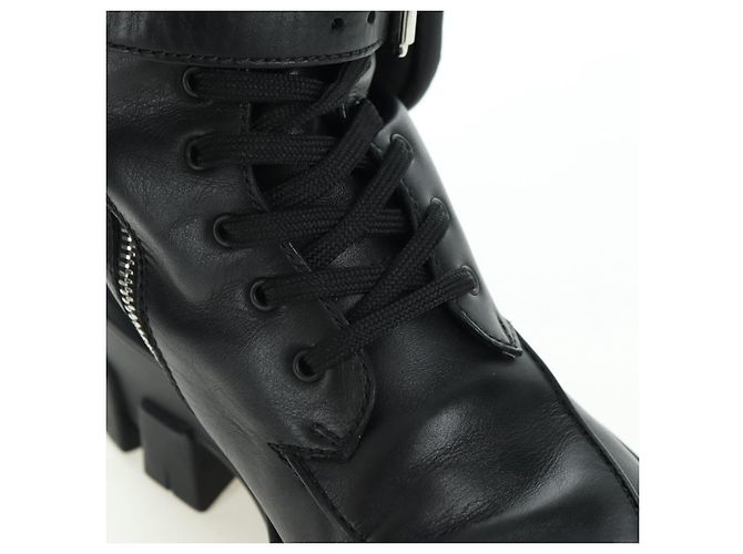 Botas Largas Monolith de Cuero PRADA 35 1/2 Negras Auth am11253SM Negro - vista 7