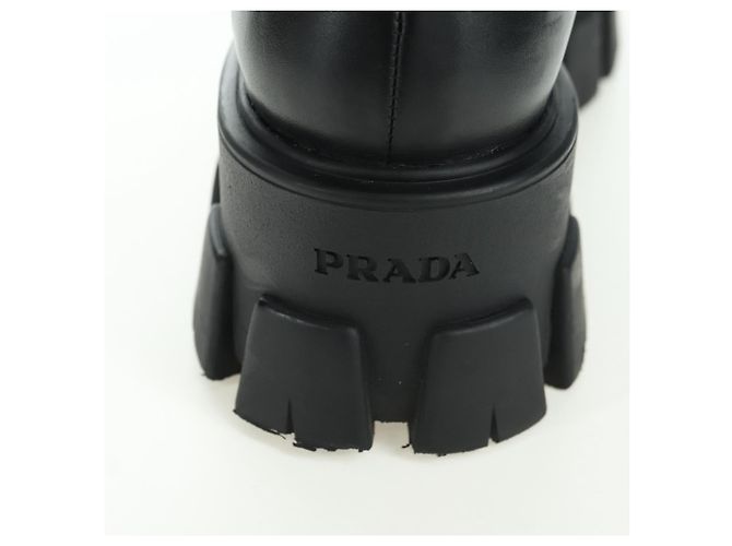 Botas Largas Monolith de Cuero PRADA 35 1/2 Negras Auth am11253SM Negro - vista 8