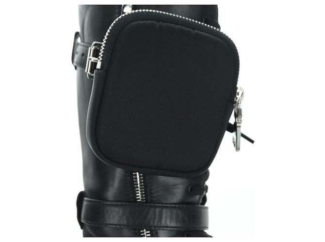 Botas Largas Monolith de Cuero PRADA 35 1/2 Negras Auth am11253SM Negro - vista 9