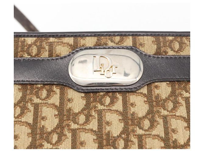 Sac à épaule en toile Trotter Christian Dior marron or Auth 176479 Doré - vue 17