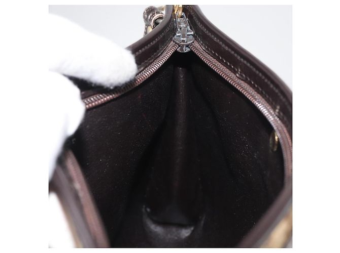 Sac à épaule en toile Trotter Christian Dior marron or Auth 176479 Doré - vue 18