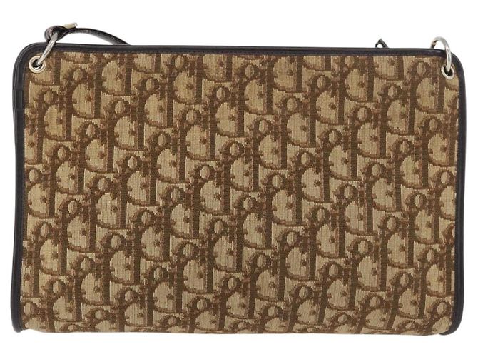 Sac à épaule en toile Trotter Christian Dior marron or Auth 176479 Doré - vue 2
