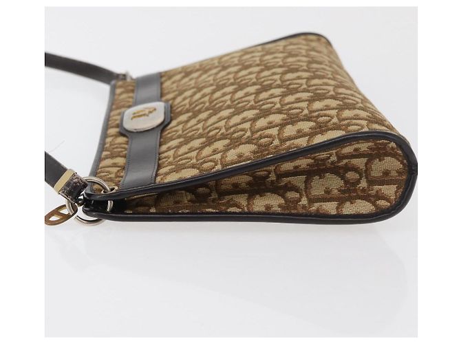 Sac à épaule en toile Trotter Christian Dior marron or Auth 176479 Doré - vue 4