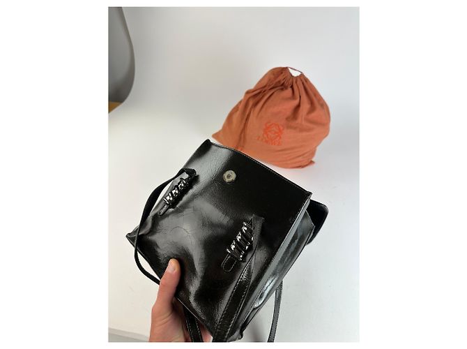 Vintage Loewe Madrid Lederhandtasche Schwarz - Ansicht 5
