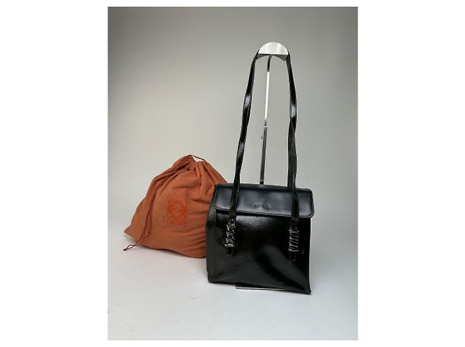 Vintage Loewe Madrid Lederhandtasche Schwarz - Ansicht 6