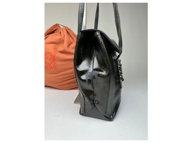 Vintage Loewe Madrid Lederhandtasche Schwarz - Ansicht 8