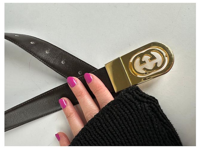 Vintage Gucci GG Ledergürtel braun - Ansicht 3