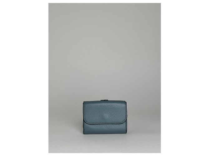 Chloé Carteira compacta em couro texturizado vintage Chloe azul empoeirado - vista 11