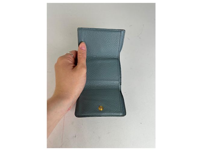Chloé Carteira compacta em couro texturizado vintage Chloe azul empoeirado - vista 3