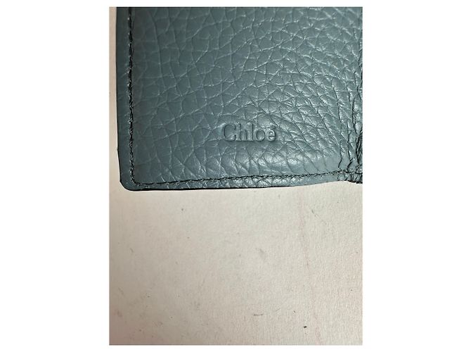 Chloé Carteira compacta em couro texturizado vintage Chloe azul empoeirado - vista 4