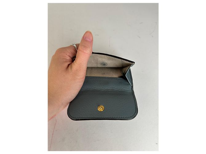 Chloé Carteira compacta em couro texturizado vintage Chloe azul empoeirado - vista 6
