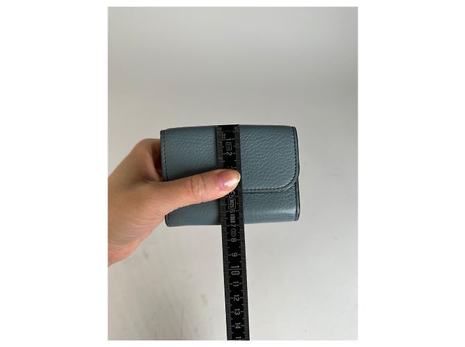Chloé Carteira compacta em couro texturizado vintage Chloe azul empoeirado - vista 8