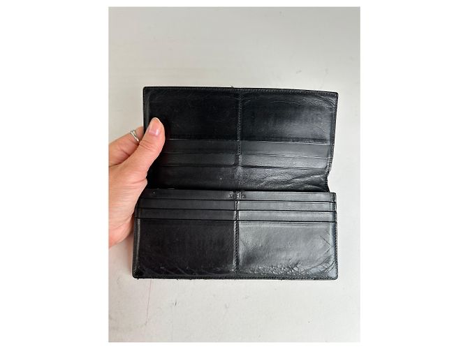Vintage Loewe Madrid Grained Leather Long Wallet Black - view 3