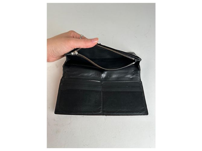 Vintage Loewe Madrid Grained Leather Long Wallet Black - view 4