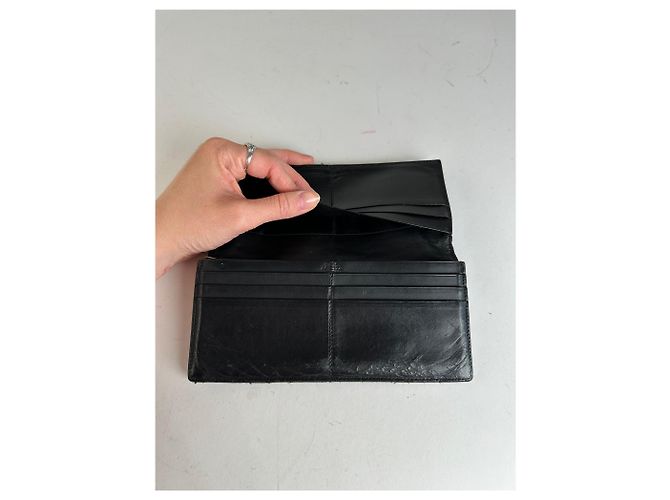 Vintage Loewe Madrid Grained Leather Long Wallet Black - view 5