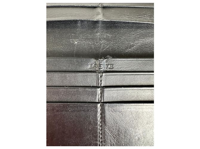 Vintage Loewe Madrid Grained Leather Long Wallet Black - view 6