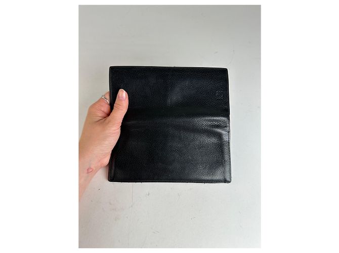 Vintage Loewe Madrid Grained Leather Long Wallet Black - view 7