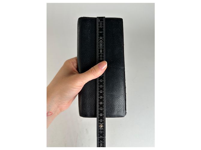 Vintage Loewe Madrid Grained Leather Long Wallet Black - view 9