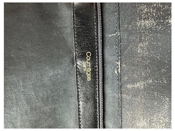 Bolsa de Ombro de Couro Embossed Vintage Courreges Preta Preto - vista 8